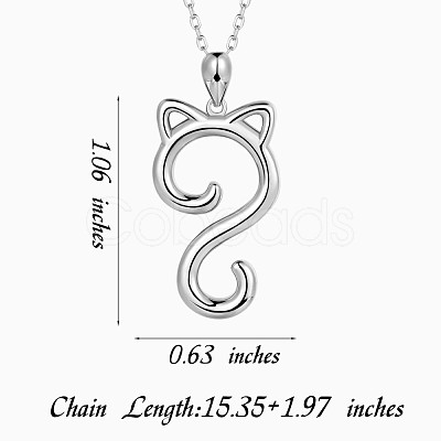 Anti-Tarnish Rhodium Plated 925 Sterling Silver Cat Pendant Necklace for Women JN1047A-1