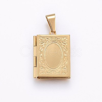 Ion Plating(IP) 316 Stainless Steel Locket Pendants for Teachers' Day X-STAS-O103-42G-1