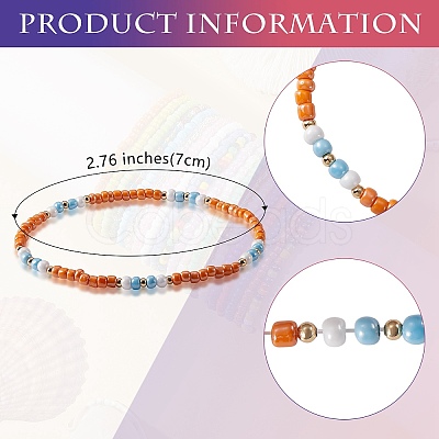 Candy Color Glass Seed Beads Stretch Anklets Set for Girl Women AJEW-SW00003-1