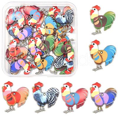 30Pcs 6 Colors Alloy Enamel Pandants ENAM-SZ0004-20-1