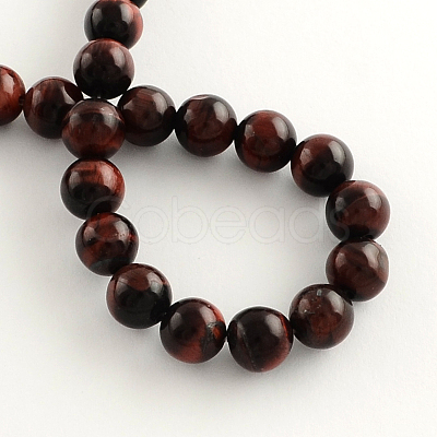 Natural Red Tiger Eye Round Gemstone Beads Strands G-R256-6mm-1