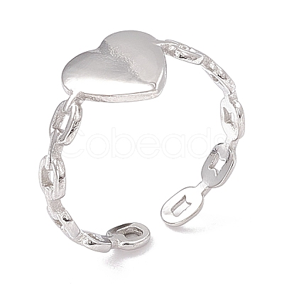 Non-Tarnish 304 Stainless Steel Heart Open Cuff Rings for Women RJEW-G275-09P-1