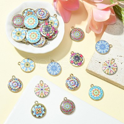 40Pcs 8 Style Alloy Printed Pendants PALLOY-SZ0001-34-1