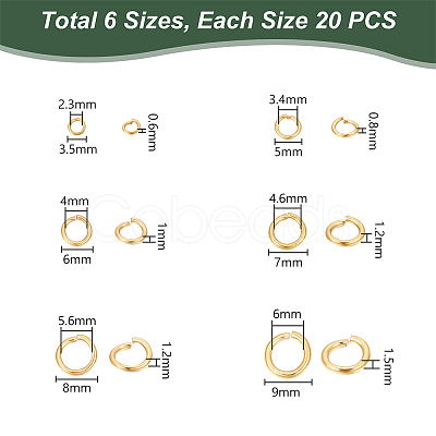 Unicraftale PVD Vacuum Plating 304 Stainless Steel Open Jump Rings STAS-UN0019-34G-1