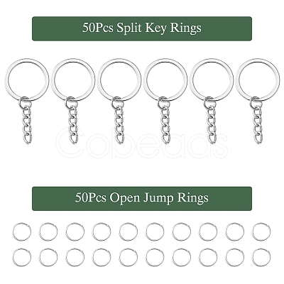 50Pcs Iron Split Key Rings IFIN-YW0003-42-1