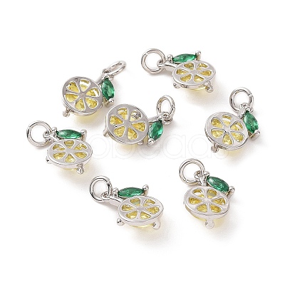 Brass Micro Pave Cubic Zirconia Charms ZIRC-G169-03P-1