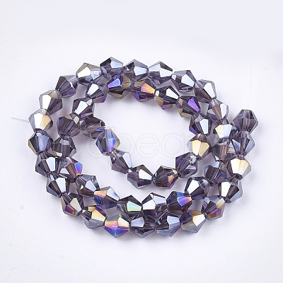 Electroplate Glass Beads Strands X-EGLA-Q118-6mm-B02-1