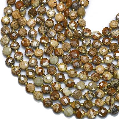 Natural Picture Jasper Beads Strands G-K389-B25-01-1