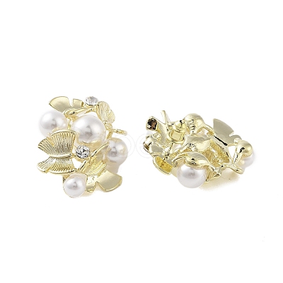 Brass with Resin Imitation Pearl Stud Earrings EJEW-B046-02G-1