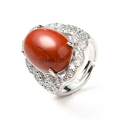 Natural Red Jasper Adjustable Rings RJEW-P043-04P-23-1