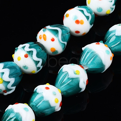 Handmade Bumpy Lampwork Beads Strands LAMP-N021-029-1