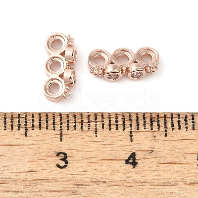 Rack Plating Brass Pave Clear Cubic Zirconia Spacer Bars KK-B088-11B-RG-1