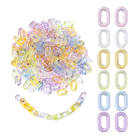 600Pcs 6 Colors Transparent Acrylic Linking Rings TACR-CJ0001-35-1