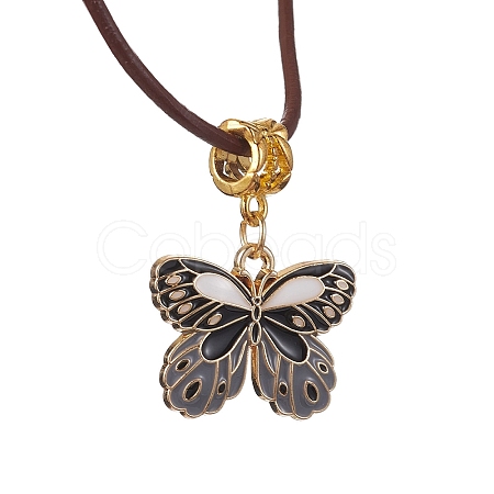Alloy Enamel Butterfly Pendant Necklaces NJEW-JN04580-04-1