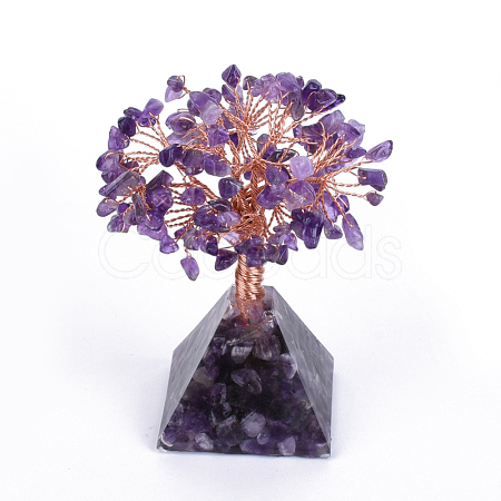 Natural Amethyst Chips and Gemstone pedestal Display Decorations G-S282-08-1