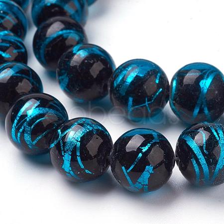 Handmade Silver Foil Lampwork Beads Strands FOIL-L016-B01-1