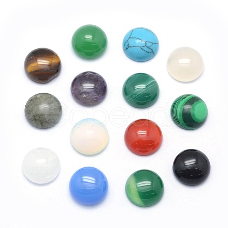 Natural & Synthetic Mixed Gemstone Cabochons G-P393-R-8mm-1