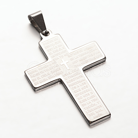 Cross with Words 304 Stainless Steel Pendants STAS-N068-47B-1