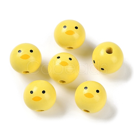 Animal Themes Printed Wood European Beads WOOD-M013-01E-1