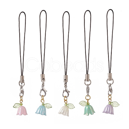 5Pcs Lily of the Valley Resin Mobile Straps HJEW-JM00946-1