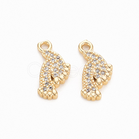 Brass Micro Pave Clear Cubic Zirconia Charms KK-N231-272-NF-1