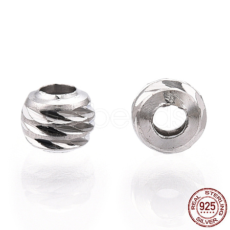 Rhodium Plated 925 Sterling Silver Beads STER-T004-78P-3mm-1