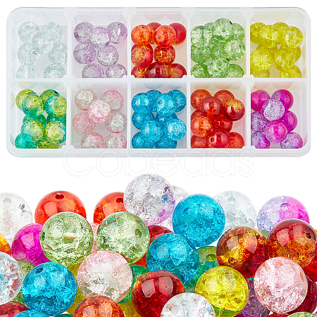 Spray Painted Transparent Crackle Glass Beads CCG-PH0003-11B-1