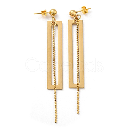 Ion Plating(IP) Golden 304 Stainless Steel Rectangle Dangle Stud Earrings EJEW-D083-09G-1