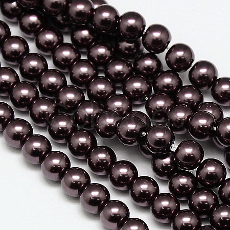 Dyed Glass Pearl Round Bead Strands X-HY-A002-6mm-RB098-1