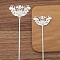 Alloy Hair Stick Findings for Women, Butterfly, Silver, 25x40mm