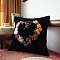 DIY Flower Pattern Pillow Embroidery Kits, Including Pillowcase, Embroidery Thread & Needle, Orange, 450x450mm