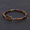 Hexagon Brass Link Bracelets, Natural Tiger Eye Bead Bracelet, 6-7/8~7-1/8 inch(17.5~18cm)