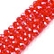 Electroplate Glass Beads Strands, Pearl Luster Plated, Faceted, Rondelle, Red, 6x5mm, Hole: 1mm, about 83~85pcs/strand, 38~39cm