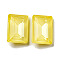 Glass Rhinestone Cabochons, Point Back & Back Plated, Faceted, Rectangle, Jonquil, 14x10x6.5mm