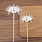 Alloy Enamel Hair Stick Finding, Ancient Style Hanfu Accessories for Women, Flower, Silver, 120mm