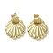 Brass Dangle Stud Earrings, Shell Shape, Real 16K Gold Plated, 31x25mm