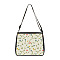 Flower Printed Polyester Shoulder Bags, for Women Bags, Rectangle, Floral White, 28.5x24x7.5cm