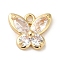 Brass Pave Clear Cubic Zirconia Charms, Butterfly, Real 14K Gold Plated, 9.5x11x3mm, Hole: 1.4mm