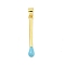 Real 18K Gold Plated Brass Pendants, with Enamel, Stick Charm, Sky Blue, 29x3.5mm, Hole: 3.5mm