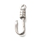 304 Stainless Steel Hook Clasps, Stainless Steel Color, 21x7x5.8mm, Hole: 2mm