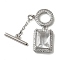 Brass Micro Pave Clear Cubic Zirconia Toggle Clasps, Rectangle, Platinum, Bar: 15.5mm; Rectangle: 25mm