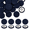 Nbeads 20Pcs Cloth with Aluminum Base Buttons, Flat Round, Prussian Blue, 26x10.5mm, Hole: 3.3x2mm