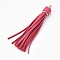 Imitation Leather Tassel Big Pendants Decorations, with CCB Plastic Findings, Cerise, 110x15mm, Hole: 4mm