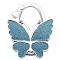 Glitter Butterfly Zinc Alloy Crystal Rhinestone Bag Hanger, Foldable Purse Hooks with Leather, Sky Blue, 70x49x10mm