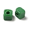 Handmade Lampwork Beads, Cube, Green, 8.5~10x8.5~10.5x8~10.5mm, Hole: 4mm