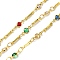 Cubic Zirconia Flat Round Link Chains, with Real 18K Gold Plated Brass Findings, Soldered, with Spool, Mixed Color, 4x8x1.5mm