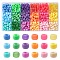 810Pcs 18 Style Opaque & Transparent Plastic Beads, Frosted, Barrel, Mixed Color, 9x6mm, Hole: 3.8mm, about 45pcs/style