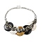 Spray Painted Disc Freshwater Shell & Acrylic Beaed Bib Necklaces, Black, 19.29 inch(49~50cm), 49.5mm