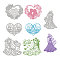 4 Style Carbon Steel Cutting Dies Stencils, for DIY Scrapbooking/Photo Album, Decorative Embossing DIY Paper Card, Lovers & Heart & Bride & Bridegroom, Wedding Themed Pattern, 6.9~10.2x7.4~9.9x0.08cm, 1pc/style, 4pcs/set