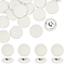 Nbeads 20Pcs Cloth with Aluminum Base Buttons, Flat Round, Floral White, 26x10.5mm, Hole: 3.3x2mm